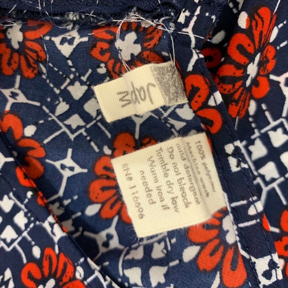 Japna Medium Blouse Blue Red White Floral Back Zip - Picture 5 of 5